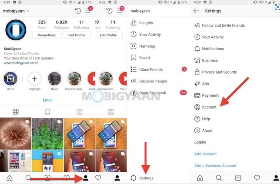 how to switch back to personal account instagram